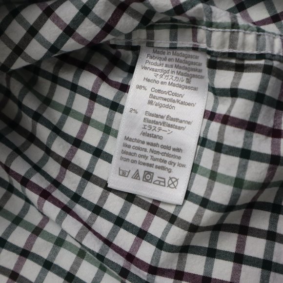 J. Crew Mens Long Sleeve Shirt Flex Washed  Green/White Plaid Size M - Picture 9 of 13